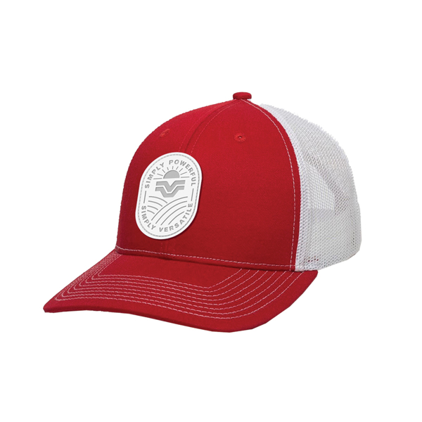 Red & White Hat with Embossed Patch