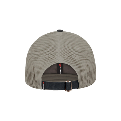 Distressed Black with Tan Mesh Hat Front Image on white background